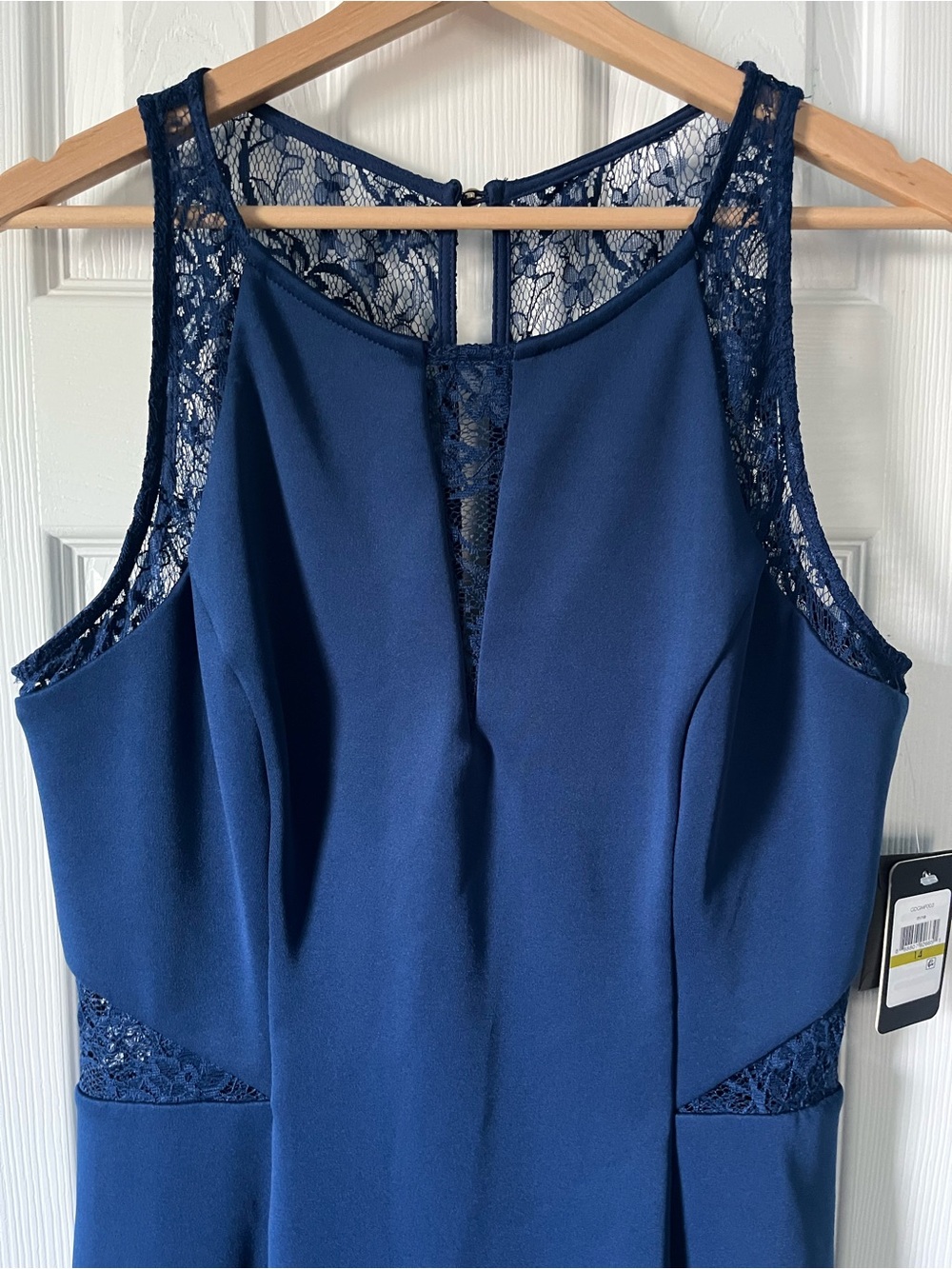 Guess Blue Lace-Detail Mini Dress